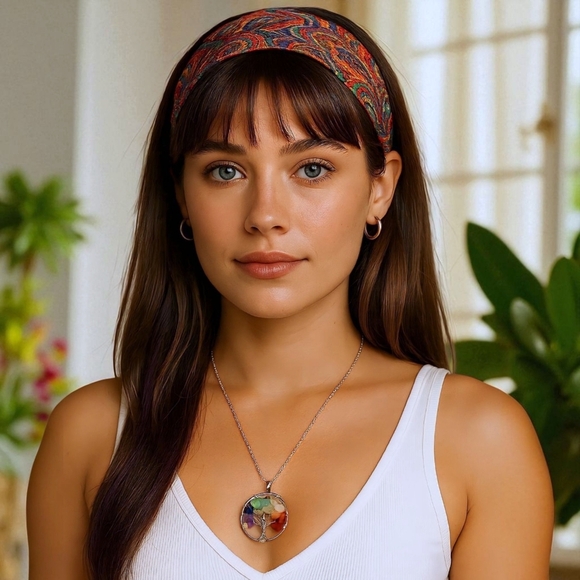 ποΈTree Of Life π³ Handmade Colorful Boho Chic Pendant With Natural Stones ππ - Picture 3 of 13